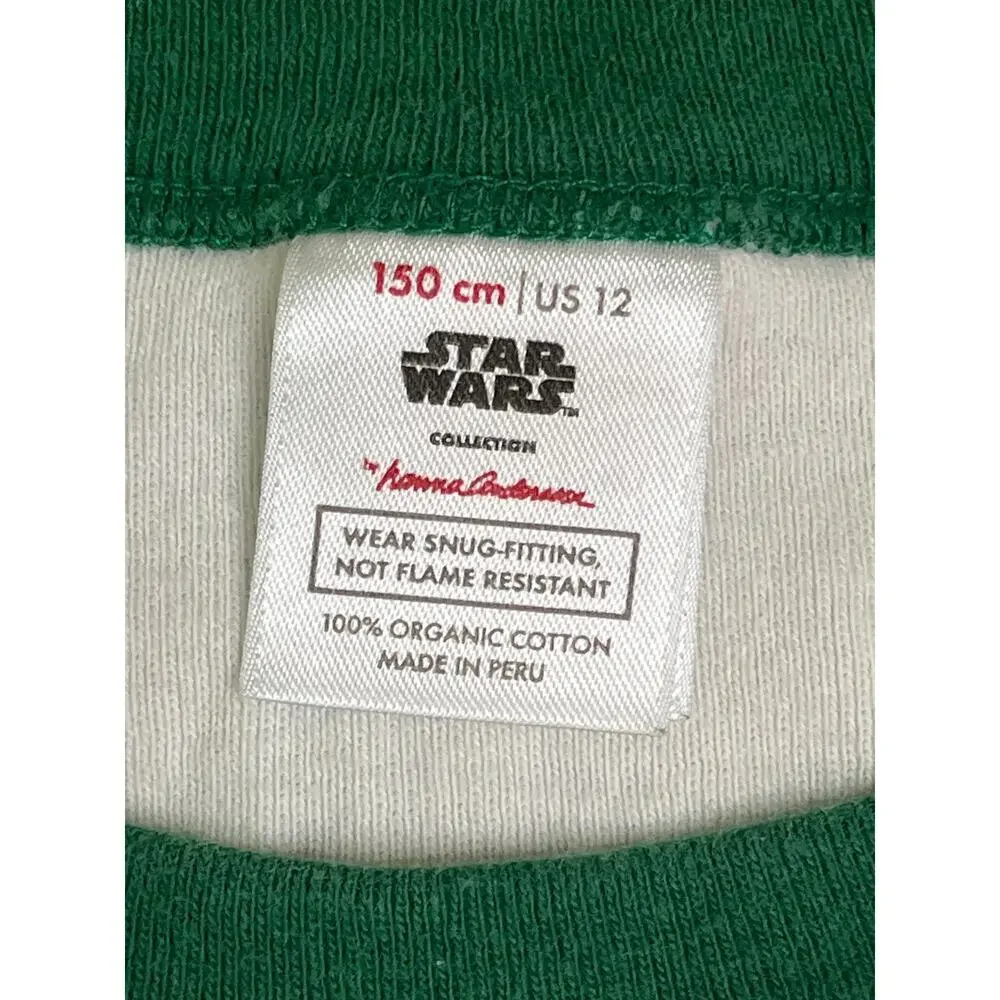 Hanna Andersson Star Wars Baby Yoda Grogu striped pajama set white/green,size 12